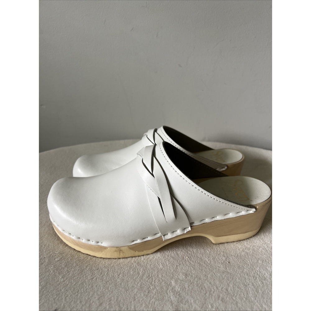 Sven Women's White Leather Braid Slide Clogs Size 38
